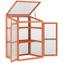 Wooden Cold Frame Greenhouse Small Mini Planter Box, 30" L x 24" W x 44" H, Golden Red Finish