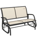 2-Person Outdoor Glider Bench, Patio Double Swing Rocking Chair Loveseat w/Powder Coated Steel Frame for Backyard Garden Porch, Beige
