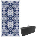 Outdoor Rug for Patio, 9' x 18' Waterproof Large Mat, Reversible Plastic Straw Rug for Decor, Portable Outside RV Camping Area Carpet Mat for Backyard Porch Deck Picnic, Blue & White Floral