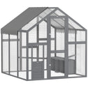 Large Wooden Chicken Run with Waterproof & Anti-UV Cover, for 6-8 Chickens, for Backyard, Farm, Gray