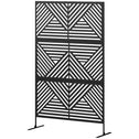 Decorative Privacy Fence Screen, Metal Outdoor Privacy Screen Climbing Plant Trellis with Stand, Rhombus Black