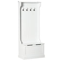 Hall Tree with Coat Rack, Storage, and Sitting Bench, White