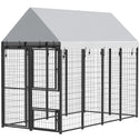 Large Dog Kennel Outdoor with Roof, 3 Doors, Expandable Heavy Duty Dog Kennel Dog Run for All Breed Sizes, 8' x 4' x 6'