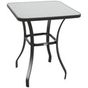 27" Square Bistro Table Garden Dining Table Outdoor Tempered Glass Table