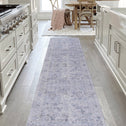 2x10 Washable Low-Pile Non-Slip Non-Shedding Area Rug, Kid and Pet Friendly, Foldable Carpet for Living Room, Kitchen, Blue+Cream