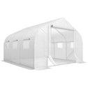 11.5 x10 x6.5 ft Walk-in Tunnel Greenhouse with Zippered Mesh Door and 8 Mesh Windows, Gardening Plant Hot House with Galvanized Steel Hoops, White