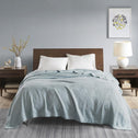 Machine Washable Egyptian Cotton Blanket with Breathable Weave, OEKO-TEX Certified, Ideal for Bedroom, 90" L x 66" W x 0.25" H, Light Blue