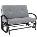 Outdoor Glider Bench, 2-Person Patio Rocker Loveseat with Tufted Cushions, Steel Frame for Porch, Garden Backyard, Gray