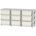 29.5" 3 Tier Kids Storage Unit Dresser Tower w/ 9 Drawers, Cream White