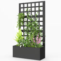 Galvanized Raised Garden Bed Planter Box with Trellis for Climbing Plants, Vegetable, Vines, 24" x 9" x 44.5", Black