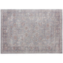 Machine Washable Area Rug 5x7, Non-Slip Traditional Flower Print Floor Carpet for Living Room, Bedroom, Grey and Brown