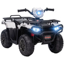12V Electric Toy Car with Forward Backward Function, Music, LED Headlights, for Ages 3-5 Years, White