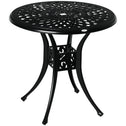 30" Round Patio Dining Table with Umbrella Hole, Antique Cast Aluminum Outdoor Bistro Table Only, Black