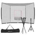 Softball and Baseball Net with Strike Zone, Tee, Caddy, and Portable Carry Bag for Pitching and Hitting Training