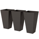 28ft Tall Plastic Planters, Set of 3, Flower Pot, anti-crack, fade-resistant, square shape with a matte surface, Outdoor & Indoor, for lawns, patios, yards, Brown