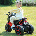 3-Wheel 12V Kids Electric Ride-On Motorcycle with Training Wheels and Headlight, Motorbike with MP3/USB, 43.5'' L x 23.5'' W x 29'' H, Red