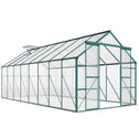 16' x 8' Aluminum Greenhouse Polycarbonate Walk-in Garden Greenhouse Kit with Adjustable Roof Vent, Rain Gutter and Sliding Door for Winter, Clear