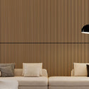 2-Pack 3D Wood Slat Acoustic Wall Panels with Three-Side Wrapped Edges, Fluted Cladding for Wall or Ceiling, 45.5" L x 23.5" W x 1" H, White+Oak
