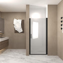 28" Pivot Shower Door with Safety Film and Raised Water-Blocking Strip, Tempered Glass with Stainless Steel Handle, 28" L x 0.5" W x 72" H, Matte Black