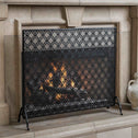 Modern Single Panel Iron Fireplace Screen with Durable Iron Frame, Rustproof Solid Free Standing Fire, 39.5" L x 11.25" W x 35" H, Black