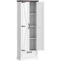 71" Pantry Cabinet, Kitchen Storage Cabinet with Adjustable Shelves, Barn Doors and Drawer for Dining Room, White