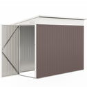 4' x 7.7' Lean to Garden Storage Shed, Outdoor Metal Tool House with Lockable Door Vents for Backyard Patio Lawn
