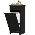 Laundry Hamper Cabinet, Laundry Cabinet with Tilt Out Laundry Basket and Drawer, Black