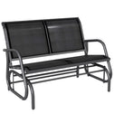 2-Person Outdoor Glider Bench, Patio Double Swing Rocking Chair Loveseat w/Powder Coated Steel Frame for Backyard Garden Porch, Black