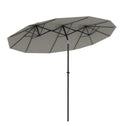 Double Sided Patio Umbrella, 9.7' Large Outdoor Market Umbrella with Push Button Tilt and Crank, 3 Air Vents and 12 Ribs, for Garden, Deck, Pool, Gray