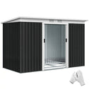 9' x 4' Metal Outdoor Storage Shed, Tool House with Double Lockable Doors for Backyard, Patio, Lawn, Garage, Dark Gray