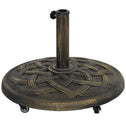 Round Patio Umbrella Base with Wheels, 44 lbs Resin Umbrella Stand Base, Heavy Duty Patio Umbrella Holder for 1.3"/1.5"/1.9" Umbrella Poles for Outdoor, Lawn, Poolside, Bronze