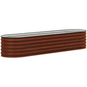 7.9' x 2' x 1.4' Galvanized Raised Garden Bed Kit, Metal Planter Box with Safety Edging, Brown