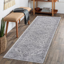 Naar 2x8 Stain-Resistant Area Rug with Non-Shedding Design and Cotton Backing, Kid and Pet-Friendly Carpet, 96" L x 26" W x 0.35" H, Silver