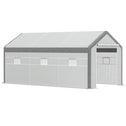 20' x 10' x 9' Walk-in Greenhouse, Outdoor Garden Warm Hot House with 6 Roll-up Windows, 2 Zippered Doors and Weather Cover, White