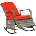 PE Rattan Rocking Recliner with Footrest, Red