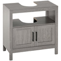 Pedestal Sink Storage Cabinet, Bathroom Under Sink Cabinet with 2 Doors and Open Shelf, Bathroom Vanity, Gray