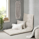 Lightweight Poly Chenille Floor Pillow with All-Over Tufted Detailing, Minimalist Lounger Cushion for Bedroom, Study, 74" L x 27" W x 3" H, Ivory