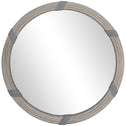 30.75" Wood Wall Mirror, Farmhouse Decorative e Round Mirror for Wall Decor in Living Room, Bedroom, Natural Wood Color