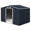 9' x 6' Outdoor Storage Shed, Garden Tool Metal Shed with Foundation Kit, Dark Gray