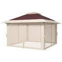 13' x 13' Pop Up Gazebo Instant Canopy Tent Shelter with 2-Tier Roof, Carry Bag, Wight Bags for Outdoor, Garden, Brown