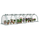 13' L x 3' W x 2.5' H Portable Tunneled Greenhouse with 4 Zippered Doors, Water/UV Fighting PVC Cover, Clear