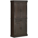 71" Freestanding Kitchen Pantry with 4 Doors and 2 Large Cabinets, Tall Storage Cabinet with Drawer, Coffee