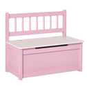 Toy Box Chest, Kids Storage Bench with Large 27 L Interior, Toy Organizer with Top Lid, and Backrest, Kids Bedroom Furniture for Nursery Room, Playroom, Bedroom, 24" x 12" x 20", Pink
