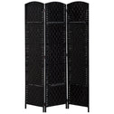 Room Divider 3 Panel, 6FT Tall Folding Privacy Screen, Freestanding Hand-Woven Partition for Room Separation with 360° Hinges, Paper Rope Diamond Weave, Black