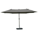 Patio Umbrella 15' Steel Rectangular Outdoor Double Sided Market with base, UV Sun Protection & Easy Crank for Deck Pool Patio Dark Gray