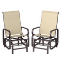 Gliding Lounger Chair Set of 2, Single Rockers with Lightweight Metal & Mesh Construction, Khaki