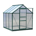 6' x 6' Greenhouse for Outdoors, Polycarbonate Greenhouse with Rain Gutter and Roof Vent, Aluminum Walk-in Green Houses for Outside for Patio Backyard Garden, Dark Green