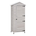 Wooden Garden Cabinet 4-Tier Storage Shed Lockable Organizer w/ Foot Pad Handle