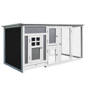 63" Chicken Coop Wooden Chicken House Rabbit Hutch Poultry Cage Hen Pen Backyard PC Roof with Run Box