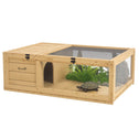 Wooden Reptile Cage with Top Access for Turtles, Lizards, Snakes, Yellow